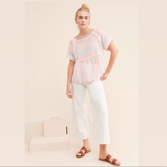 Anthropologie Neon Embroidered Babydoll Top - Picture 6 of 6